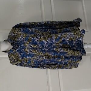 Georg Roth Mens XXL designer blue yellow print long sleeve button down